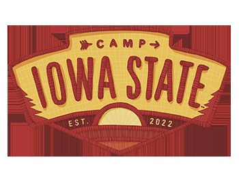 Cardinal and gold Camp Iowa State logo