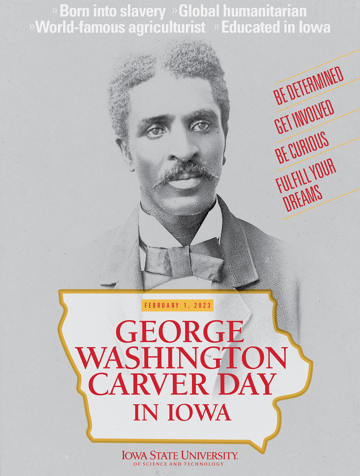 Gray poster promoting George Washington Carver Day