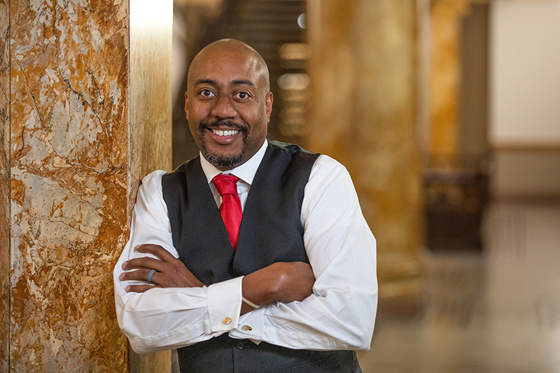 Shawn Norman in Beardshear rotunda