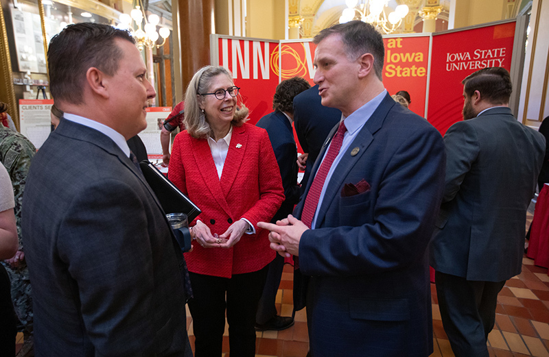 President Wintersteen visits with legislators Dan Gehlback and B