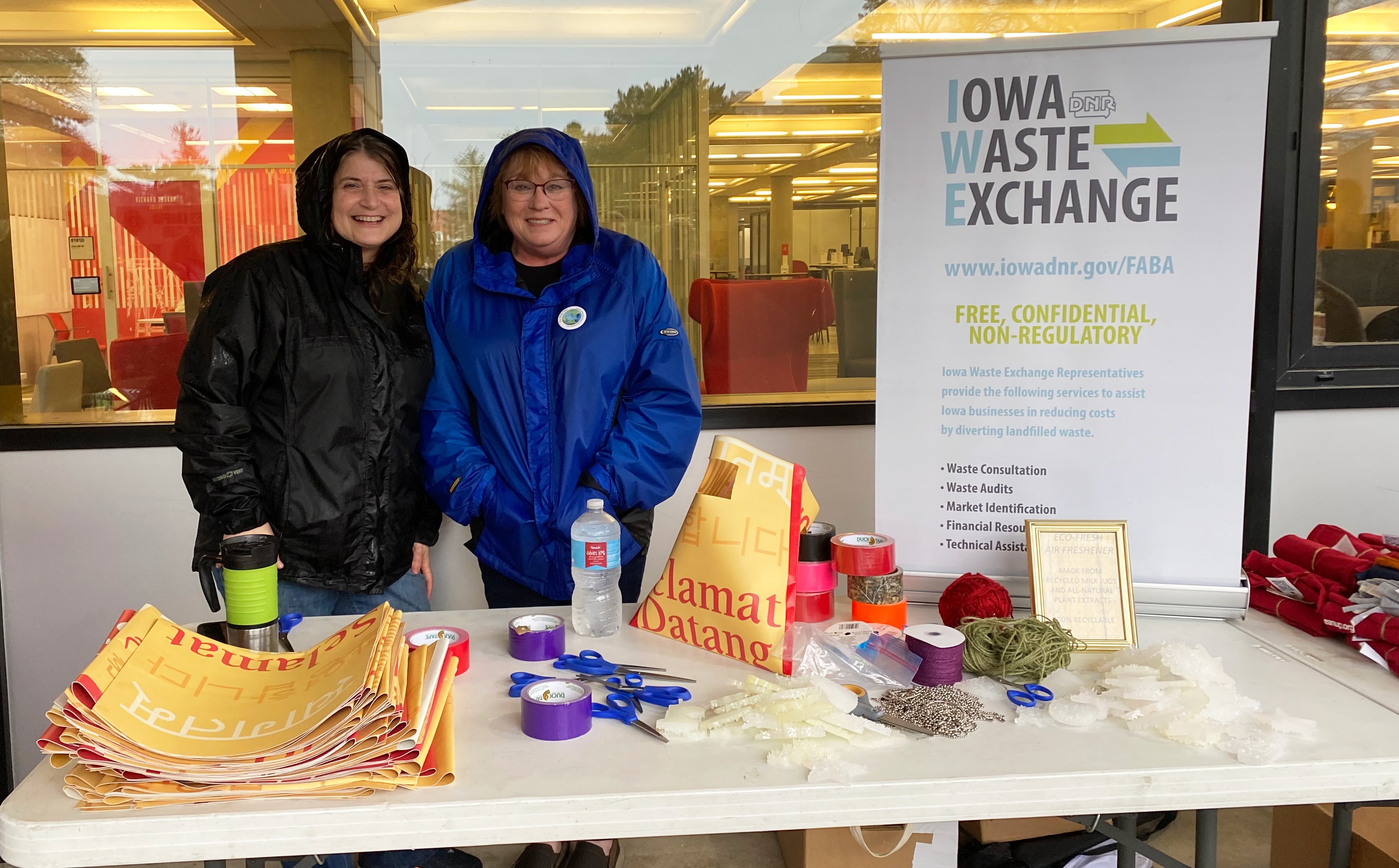 Merry Rankin with Shelly Codner at the Iowa Waste Exchange table