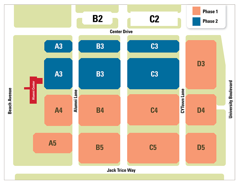 Graphic that color codes lots in phases 1 and 2 of the CYTown in