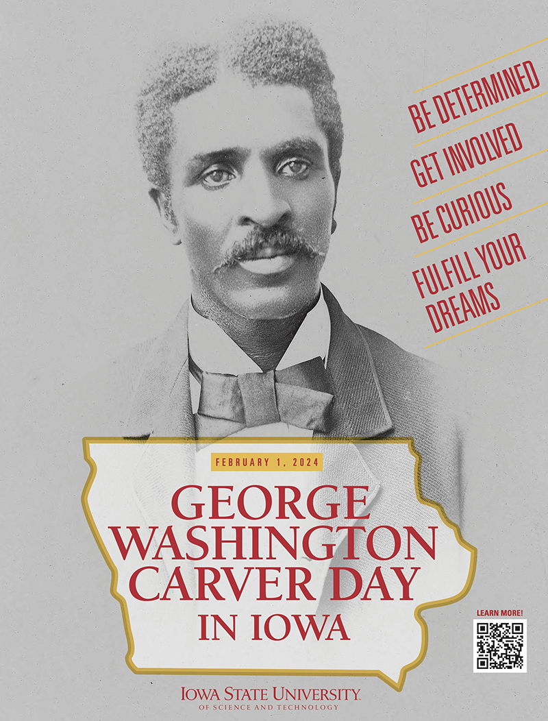artist's poster featuring historical photo of GW Carver as young