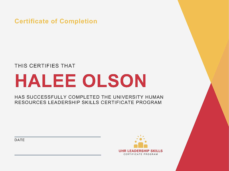 rectangular certificate with cardinal and gold accents