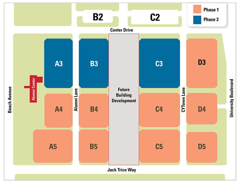 Color graphic showing 2 phases of parking lot replacement